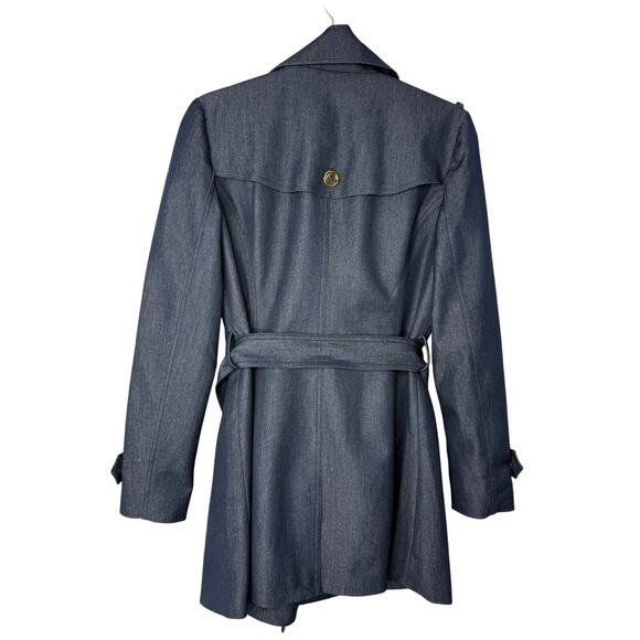 Caché Denim Trench Coat Women’s Small Y2K Glam Parisian Old Money - Picture 2 of 11